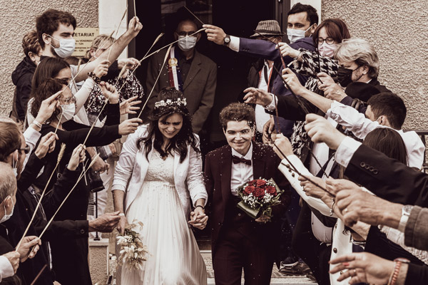Photo de mariage cérémonie style sepia